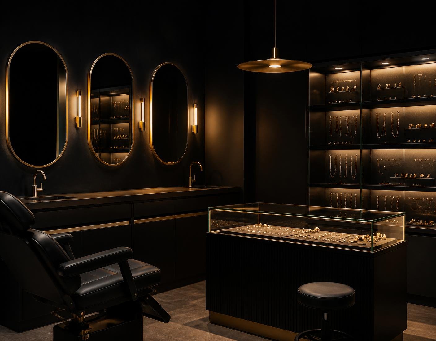 Dark luxury studio interior